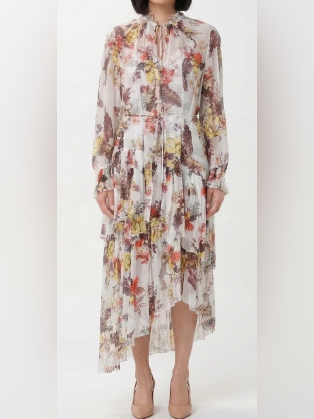NWT Zimmermann Matchmaker Tiered Midi Dress Ivory Tropical Floral US 10 $1150
